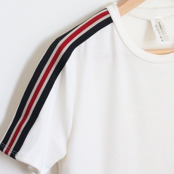 Crew Neck Sporty Stripe T-Shirt - Picture 2 of 4